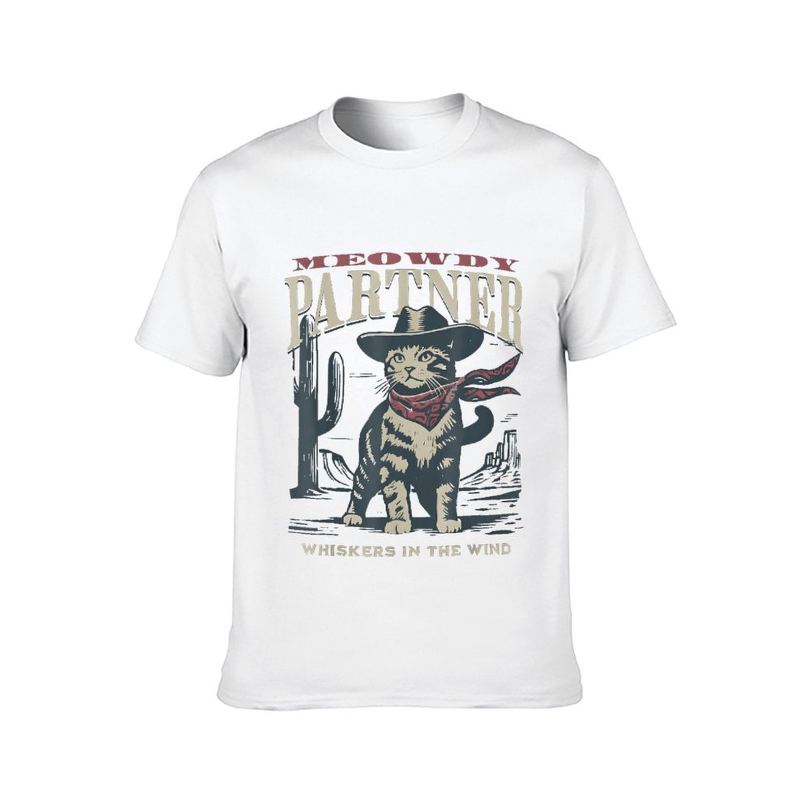 Inkmay Casual Cotton T-shirt Cat Wearing Cowboy Hat And Bandana Unisex T-shirtActive TimelessComfort T-Shirt