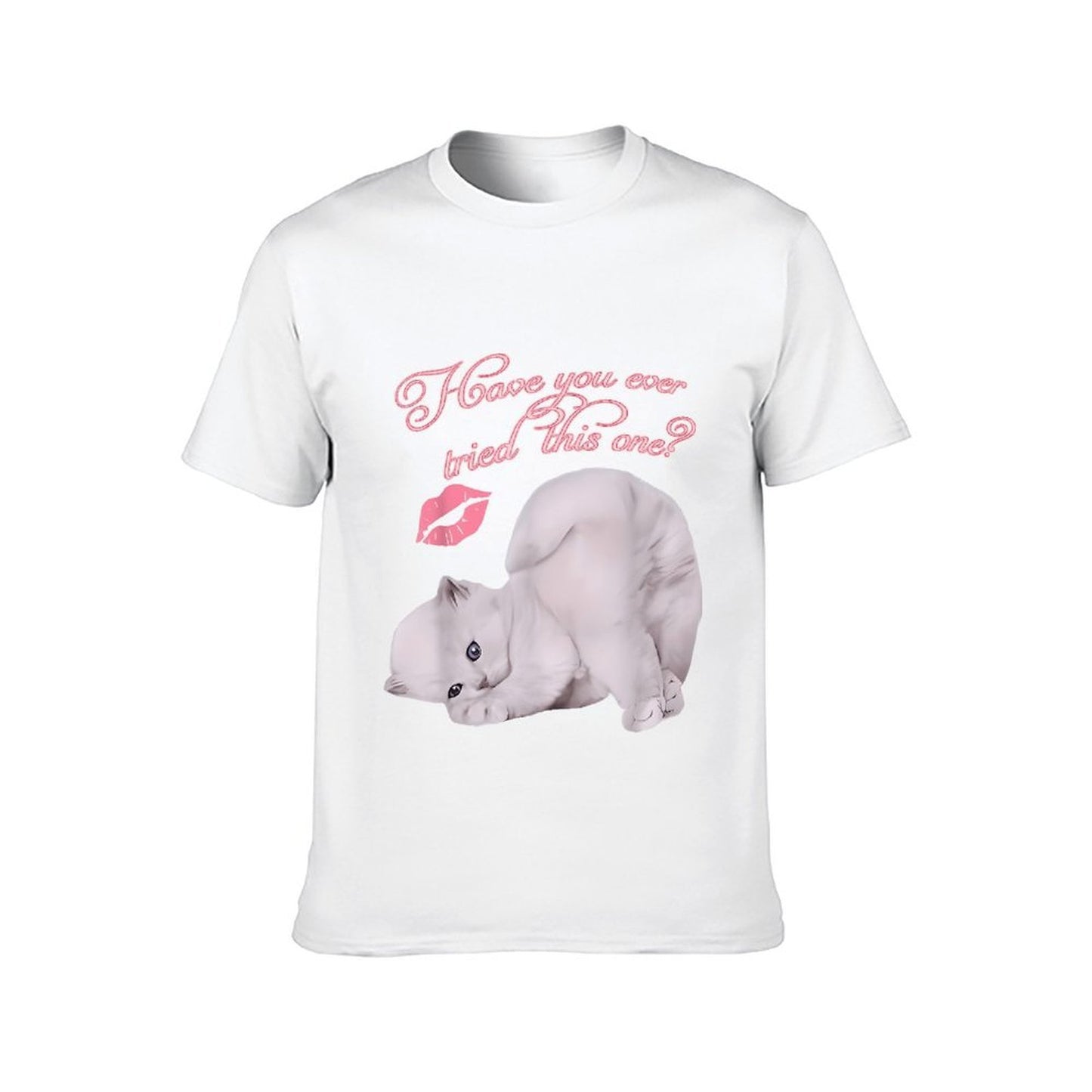 Inkmay Casual Cotton T-shirt Cute Cat With Kiss Mark Unisex T-shirtRelaxed Long Lasting T-Shirt