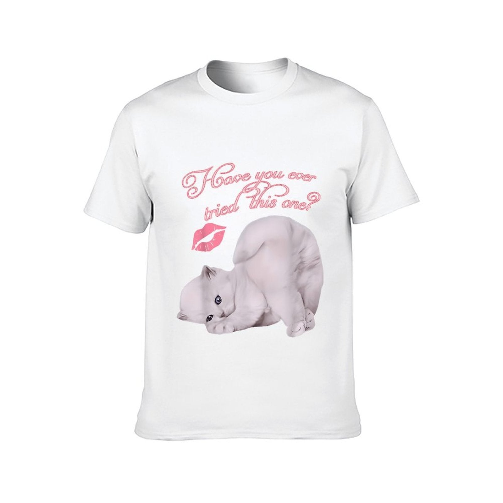 Inkmay Casual Cotton T-shirt Cute Cat With Kiss Mark Unisex T-shirtRelaxed Long Lasting T-Shirt