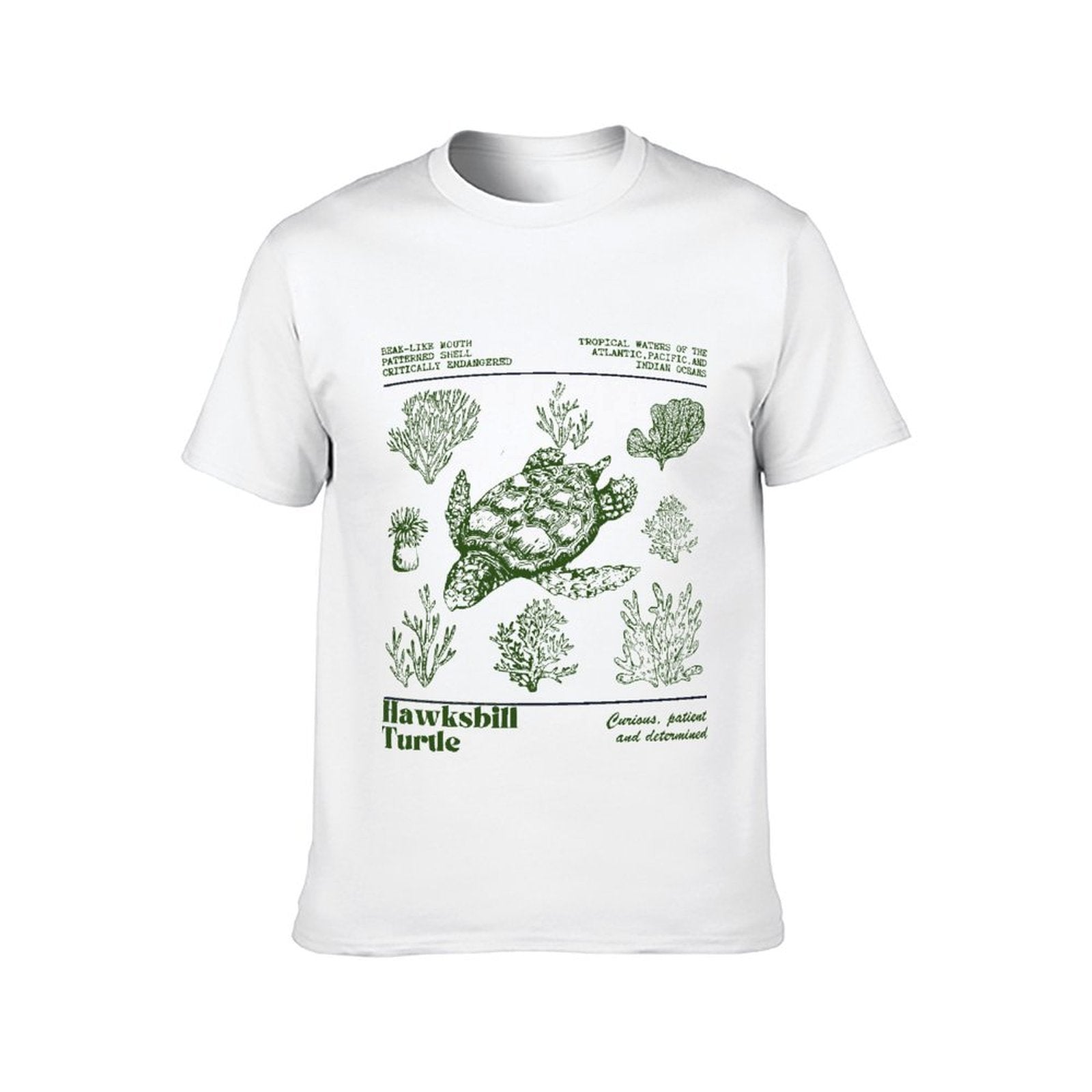 Inkmay Casual Cotton T-shirt Green Background With Abstract Shapes Unisex T-shirtMidweight Sharp T-Shirt