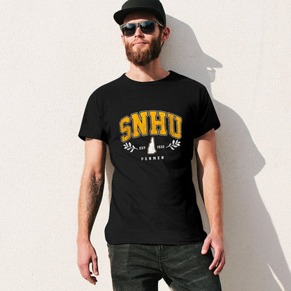 Inkmay Casual  Cotton T-shirt Snhu Logo With State Outline Unisex T-shirtWeekend Softstyle T-Shirt