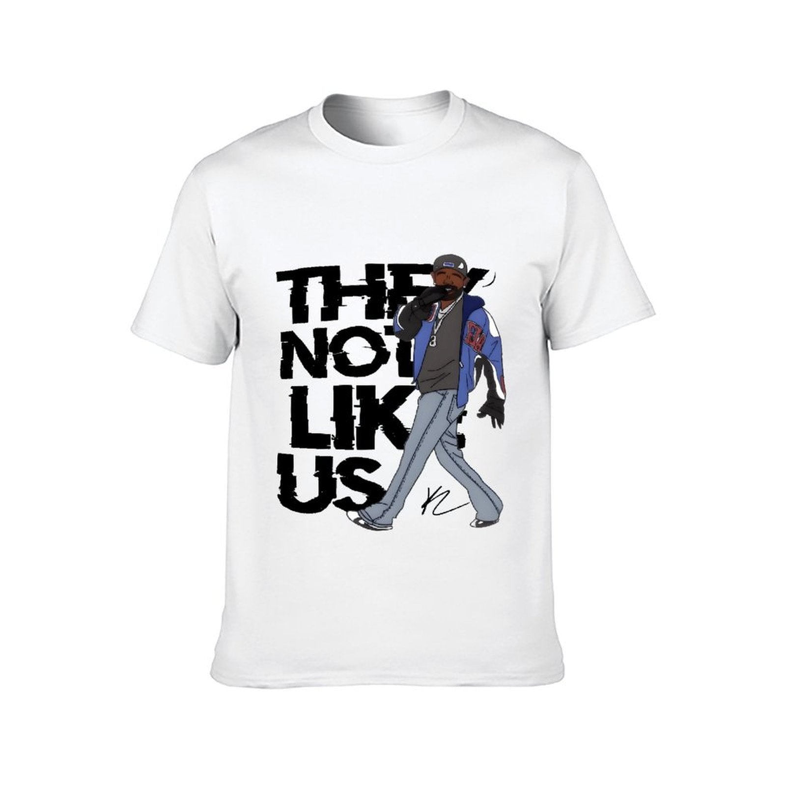 Inkmay Casual Cotton T-shirt Man Wearing Jacket And Jeans Art Unisex T-shirtStreet Simple T-Shirt