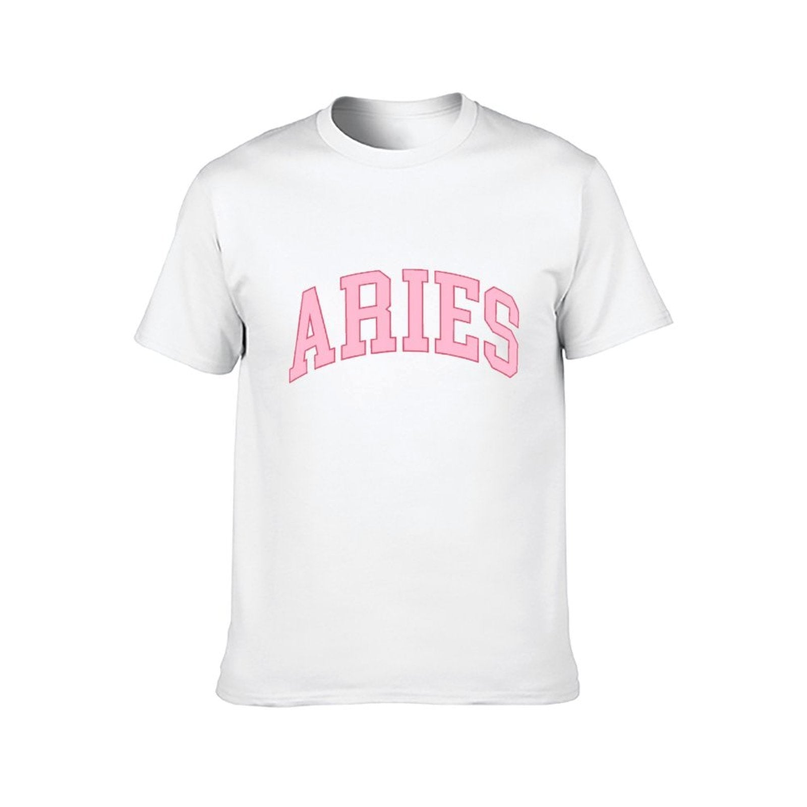 Inkmay Casual  Cotton T-shirt Aries Pink Background With White Letters Unisex T-shirtLifestyleLine DailyFit T-Shirt