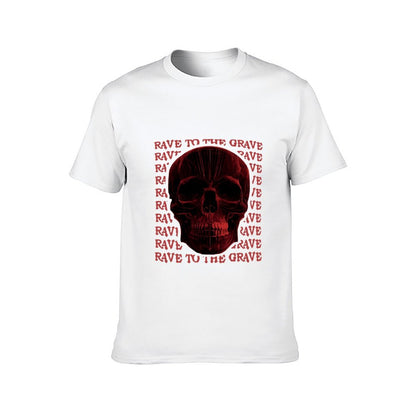 Inkmay Casual Cotton T-shirt Red Skull Pattern Print Art Design Unisex T-shirtSeries ComfortSeries T-Shirt