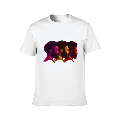 Inkmay Casual Cotton T-shirt Stylized Faces With Bold Colors Art Unisex T-shirtEasyWear Minimalist T-Shirt