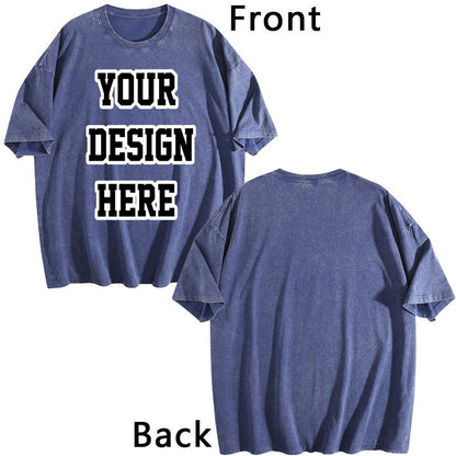 230gsm Heat Transfer Canvas Cotton Pre-washed T-shirt, Front Panel Print, Ice Blue