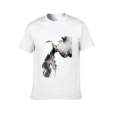 Inkmay Casual Cotton T-shirt Abstract Woman With Smoke Surrounding Her Unisex T-shirtShrink-Resistant Edition T-Shirt
