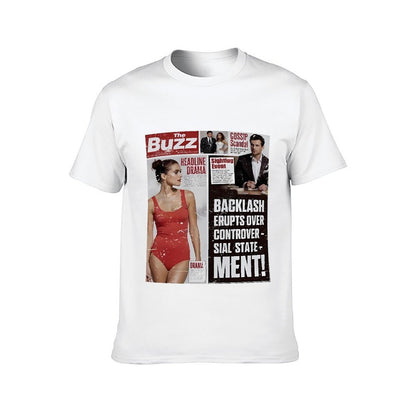 Inkmay Casual Cotton T-shirt Magazine Cover Features Bold Headlines Unisex T-shirtStrong Daily T-Shirt