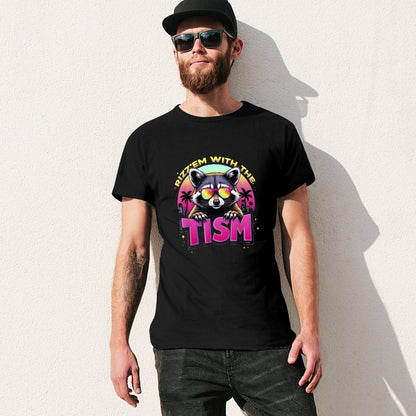 Inkmay Casual  Cotton T-shirt Cool Raccoon With Sunglasses And Palm Unisex T-shirtHigh-Quality BasicSeries T-Shirt