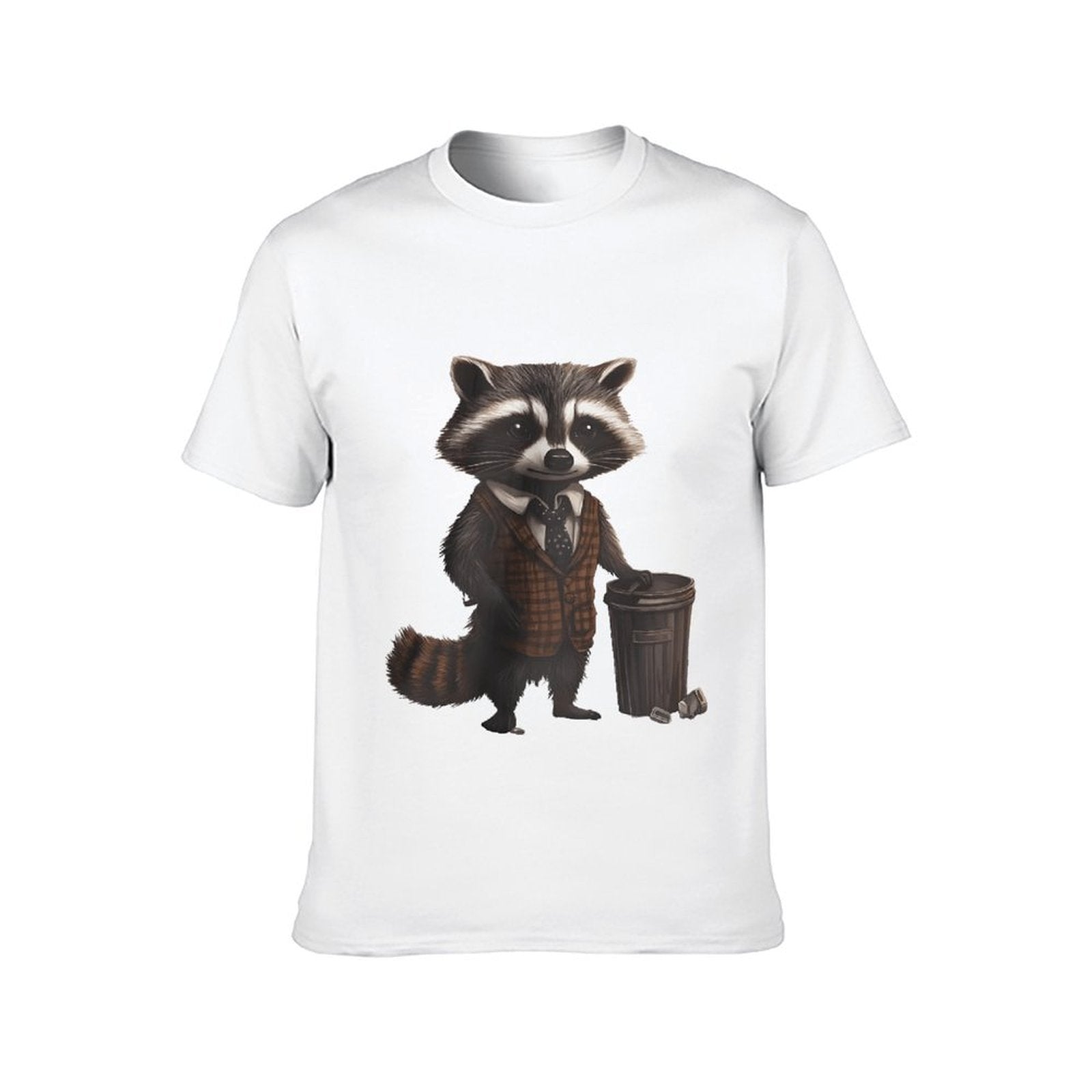 Inkmay Casual  Cotton T-shirt Stylish Raccoon Wears Vest And Tie Unisex T-shirtMinimal Men¡¯s / Women¡¯s / Youth T-Shirt