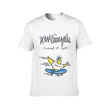 Inkmay Casual Cotton T-shirt Banana Wearing Hat Riding Skateboard Unisex T-shirtEco-Conscious BasicSeries T-Shirt