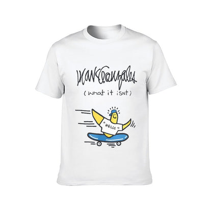 Inkmay Casual Cotton T-shirt Banana Wearing Hat Riding Skateboard Unisex T-shirtEco-Conscious BasicSeries T-Shirt