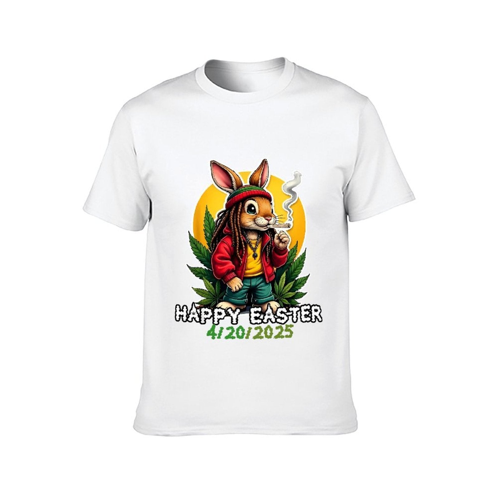 Inkmay Casual  Cotton T-shirt Happy Easter Bunny Smoking Weed Art Unisex T-shirtClassicFit Active T-Shirt