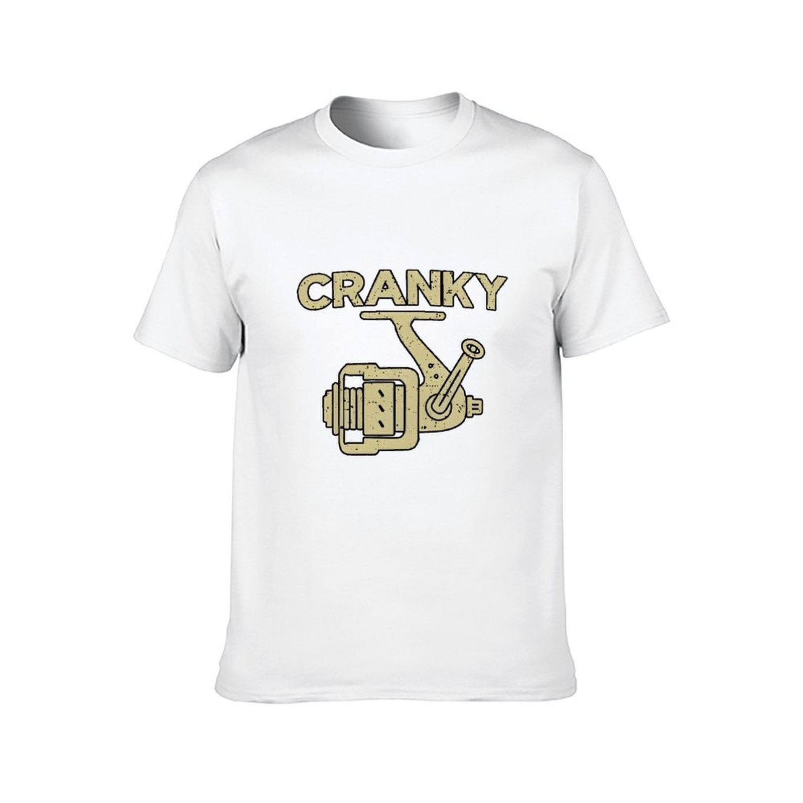 Inkmay Casual  Cotton T-shirt Fishing Reel Design With Cranky Text Unisex T-shirtChill Midweight T-Shirt