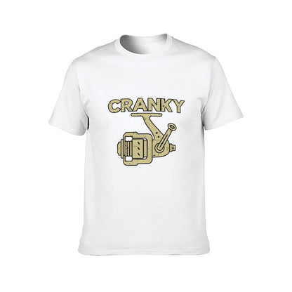 Inkmay Casual  Cotton T-shirt Fishing Reel Design With Cranky Text Unisex T-shirtChill Midweight T-Shirt