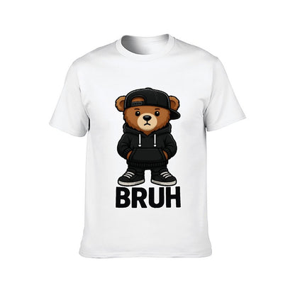 Inkmay Casual Cotton T-shirt Bruh Bear Wearing Black Streetwear Unisex T-shirtBatch-Printed ClassicLine T-Shirt