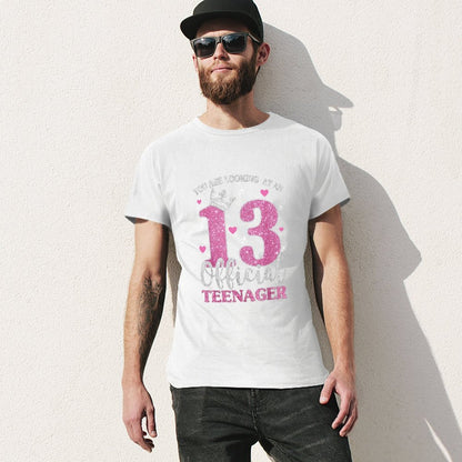 Inkmay Casual  Cotton T-shirt Official Teenager Pink Glitter Crown Design Unisex T-shirtOn-Demand Timeless T-Shirt