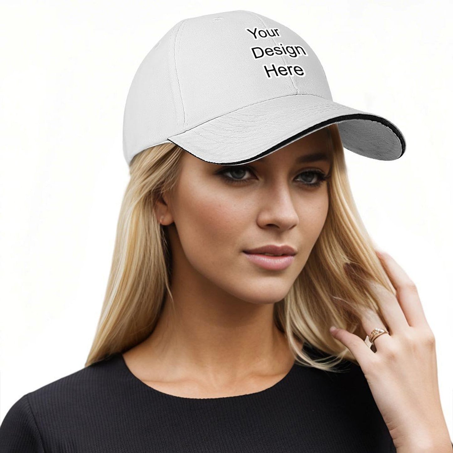 Custom white sandwich baseball cap