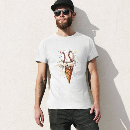Inkmay Casual  Cotton T-shirt Ice Cream Cone With Baseball Design Unisex T-shirtTimelessComfort TrueStyle T-Shirt