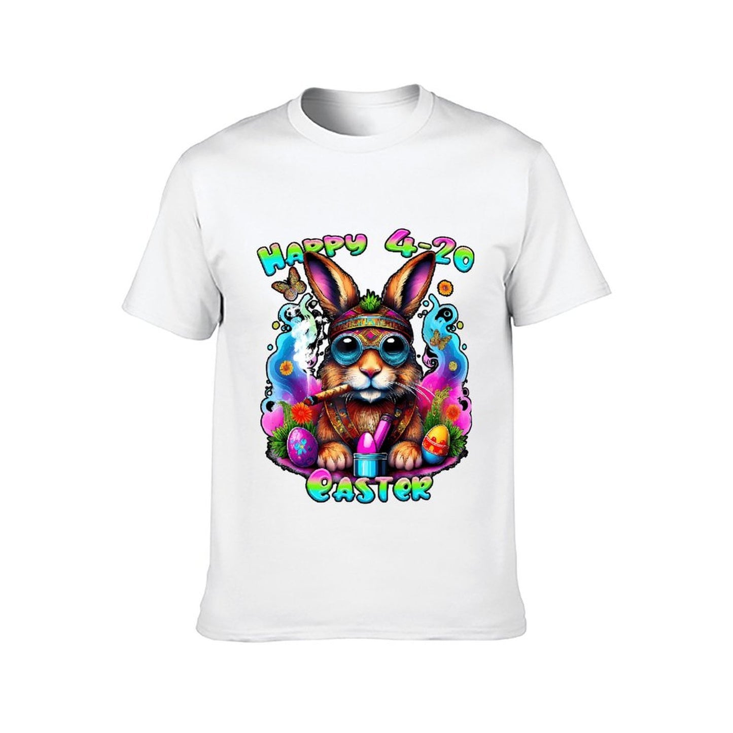 Inkmay Casual  Cotton T-shirt Happy 4 20 Easter Bunny Design Unisex T-shirtCoreLine ActiveStyle T-Shirt