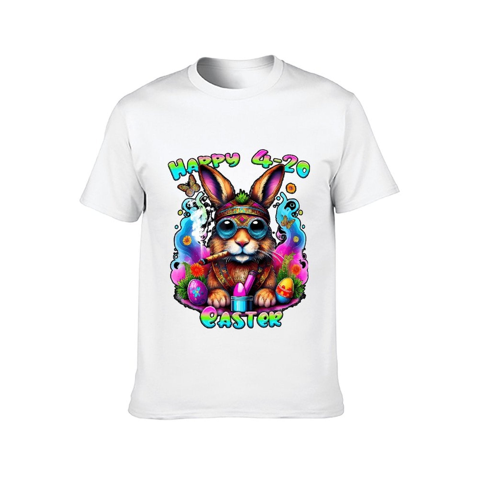 Inkmay Casual  Cotton T-shirt Happy 4 20 Easter Bunny Design Unisex T-shirtCoreLine ActiveStyle T-Shirt