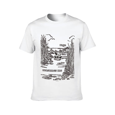 Inkmay Casual Cotton T-shirt Angry Frog Amidst Reeds And Water Unisex T-shirtClassicLine Crew Neck T-Shirt