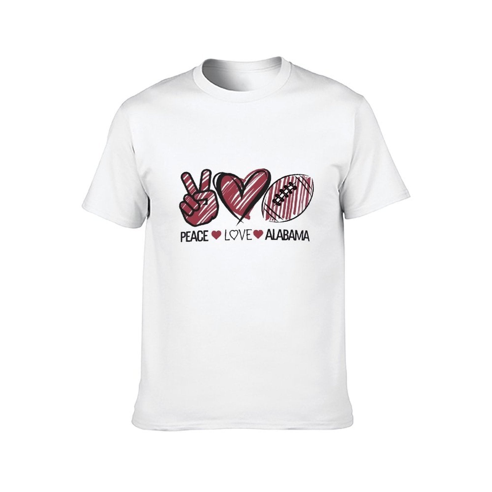 Inkmay Casual  Cotton T-shirt Peace Love Alabama Football Heart Gesture Unisex T-shirtSmoothWear Vibrant Colors T-Shirt