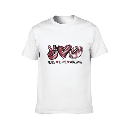 Inkmay Casual  Cotton T-shirt Peace Love Alabama Football Heart Gesture Unisex T-shirtSmoothWear Vibrant Colors T-Shirt