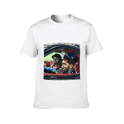 Inkmay Casual Cotton T-shirt Cartoon Puppet Holding Gun And Star Unisex T-shirt