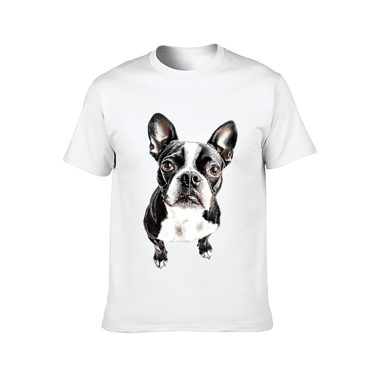 Inkmay Casual Cotton T-shirt Black And White Dog Pattern Print Unisex T-shirtEco / Sustainable SoftTouch T-Shirt