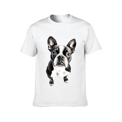 Inkmay Casual Cotton T-shirt Black And White Dog Pattern Print Unisex T-shirtEco / Sustainable SoftTouch T-Shirt
