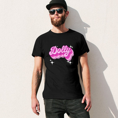 Inkmay Casual  Cotton T-shirt Dolly Pink Script With Shadow Effects Unisex T-shirtEverydayComfort TrueComfort T-Shirt