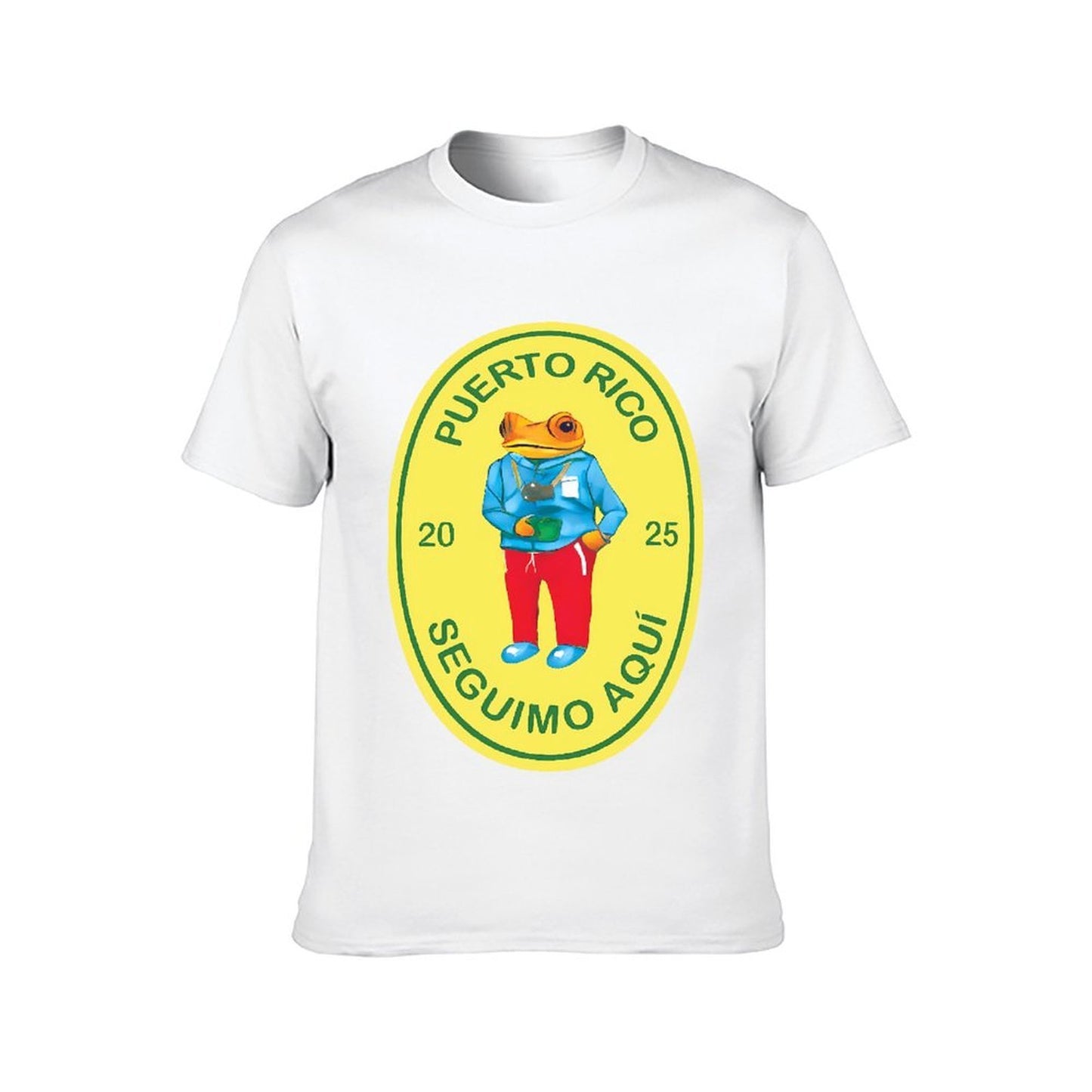 Inkmay Casual Cotton T-shirt Puerto Rico Frog Traveler Design Bright Unisex T-shirtStreet Long Lasting T-Shirt