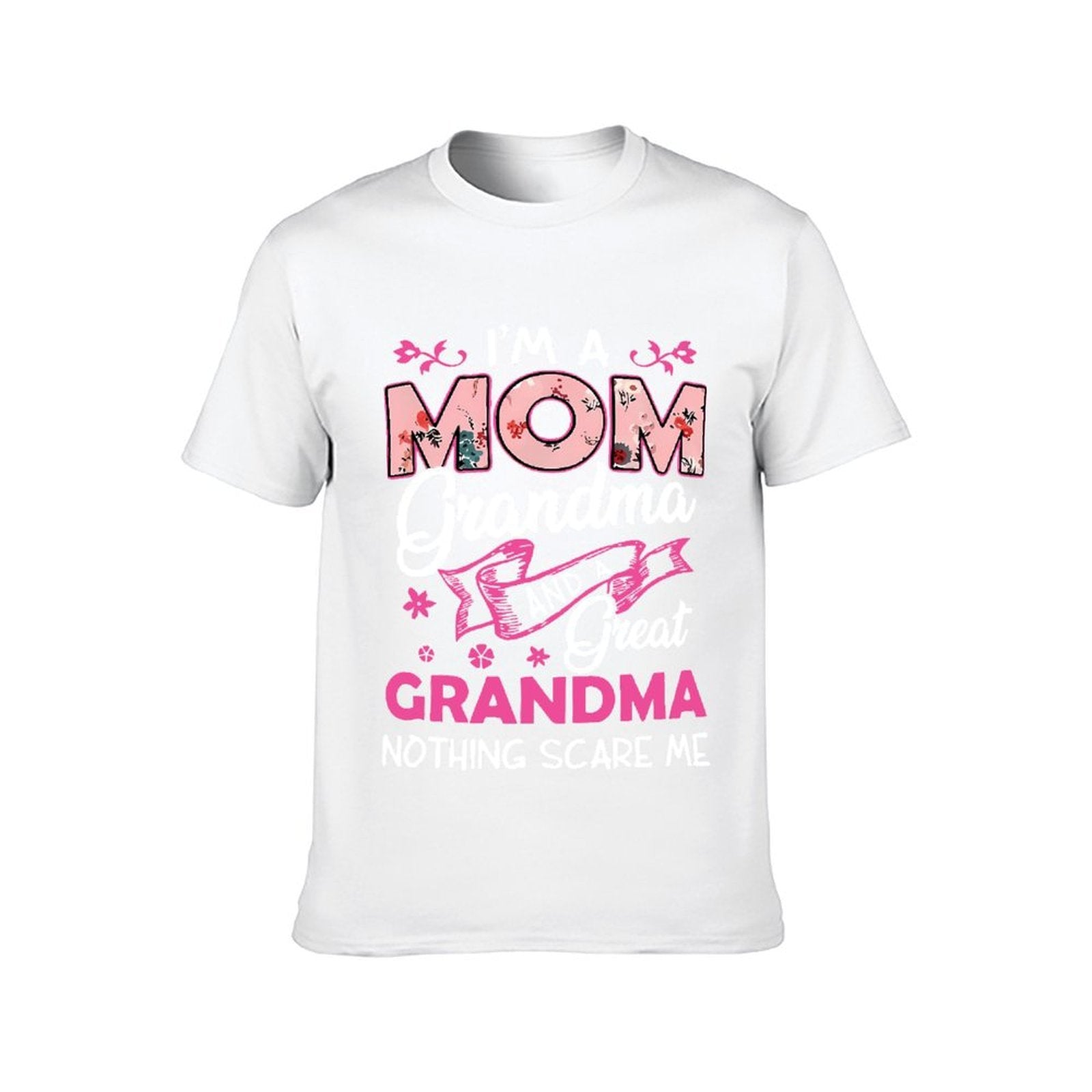 Inkmay Casual  Cotton T-shirt Mom Floral Pattern On Pink Background Unisex T-shirtEco / Sustainable Double-Stitched T-Shirt