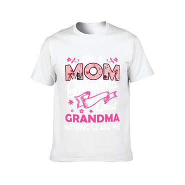 Inkmay Casual  Cotton T-shirt Mom Floral Pattern On Pink Background Unisex T-shirtEco / Sustainable Double-Stitched T-Shirt