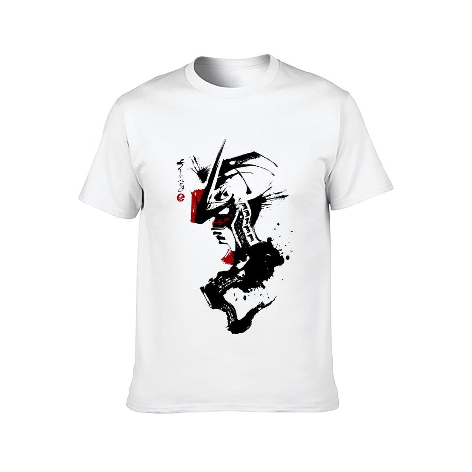 Inkmay Casual Cotton T-shirt Abstract Red And Black Design Unisex T-shirtRetro Printed T-Shirt