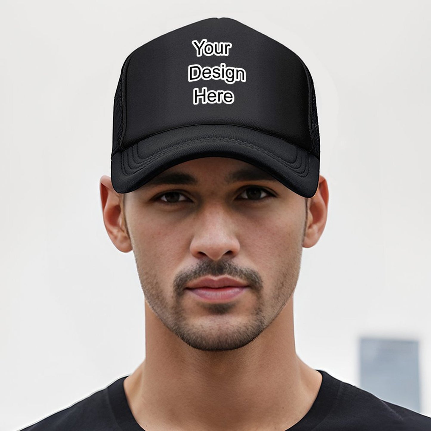 Custom black mesh baseball cap