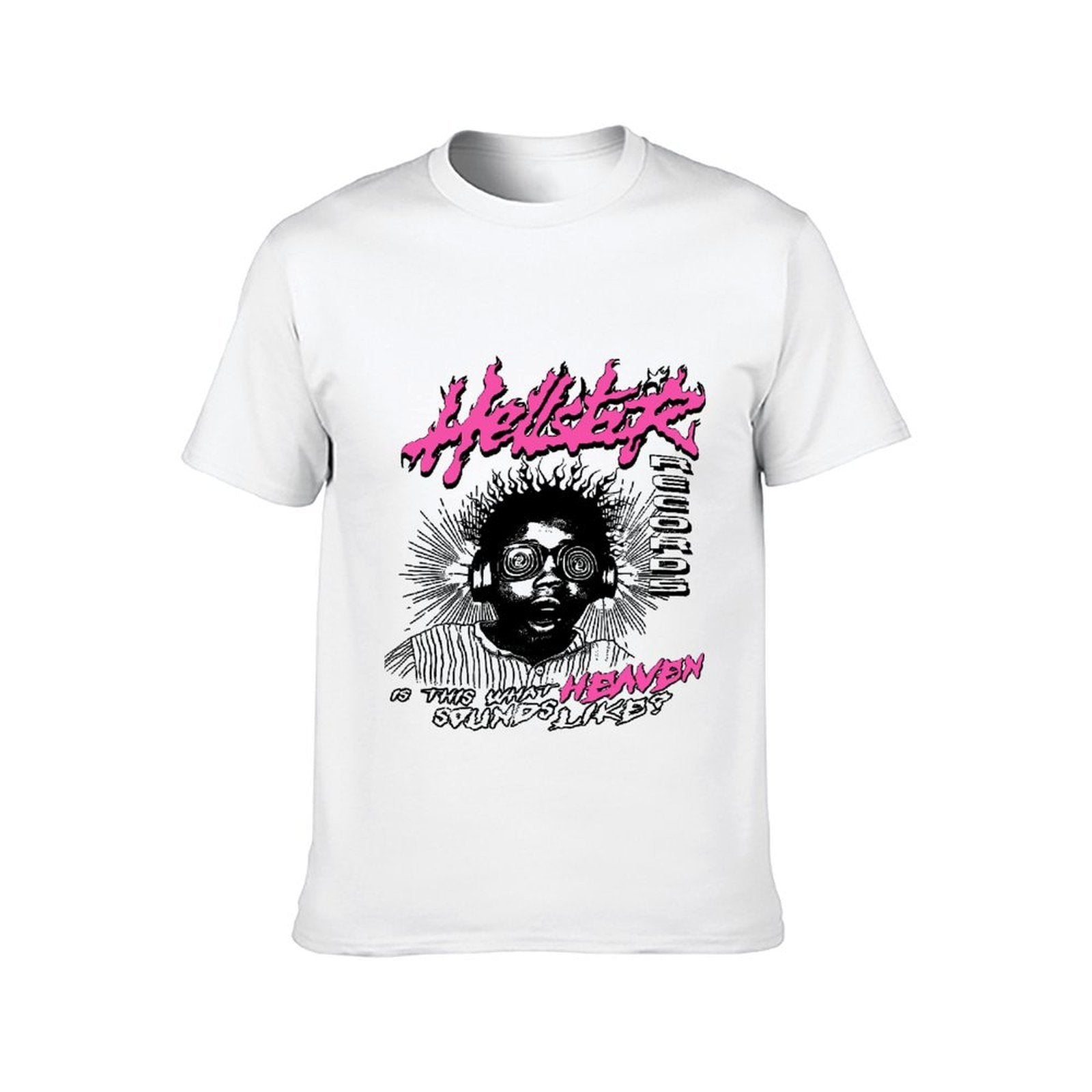 Inkmay Casual Cotton T-shirt Vivid Pink And Black Graphic Design Unisex T-shirtCrew Neck CityStyle T-Shirt