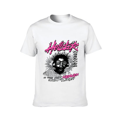 Inkmay Casual Cotton T-shirt Vivid Pink And Black Graphic Design Unisex T-shirtCrew Neck CityStyle T-Shirt