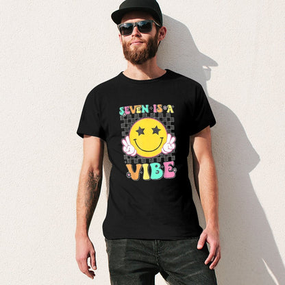 Inkmay Casual  Cotton T-shirt Seven Is A Vibe Pattern Print Unisex T-shirtRegular Crewneck T-Shirt