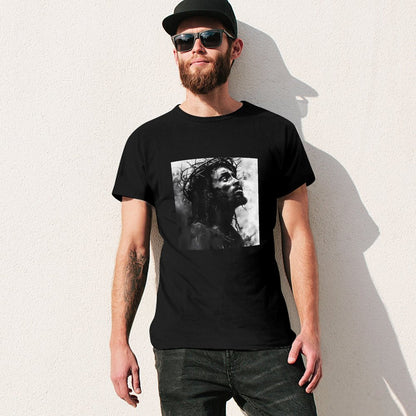 Inkmay Casual  Cotton T-shirt Artistic Jesus With Crown Of Thorns Unisex T-shirtClassic Fit Crisp Print T-Shirt