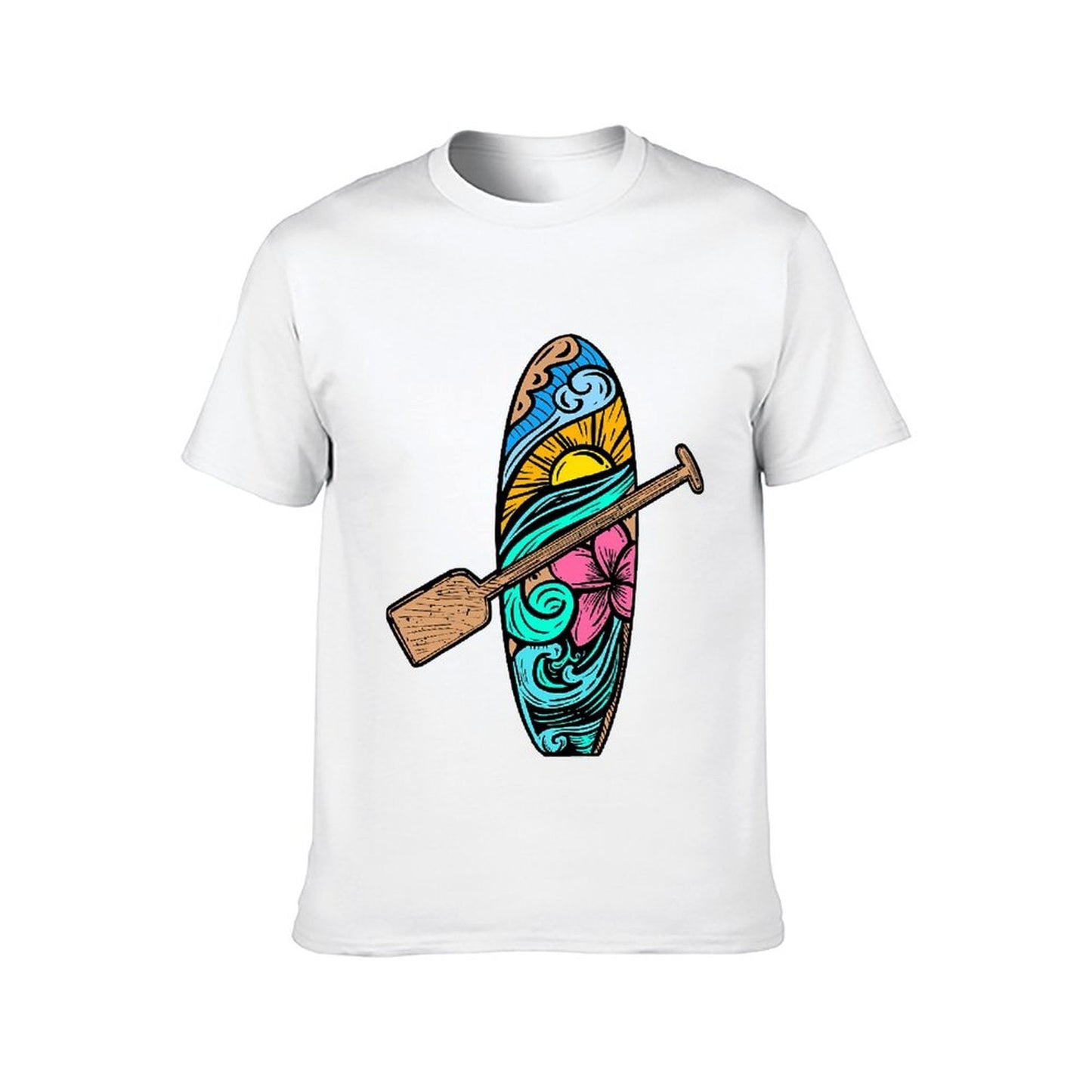 Inkmay Casual Cotton T-shirt Surfboard With Colorful Waves And Unisex T-shirtRelaxed Refined T-Shirt