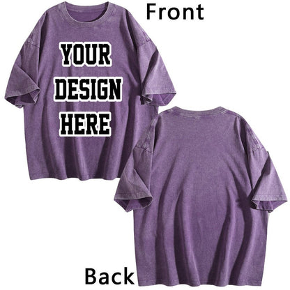 230gsm Heat Transfer Print Canvas Cotton Pre-washed T-shirt, Front Panel Print, Deep Purple