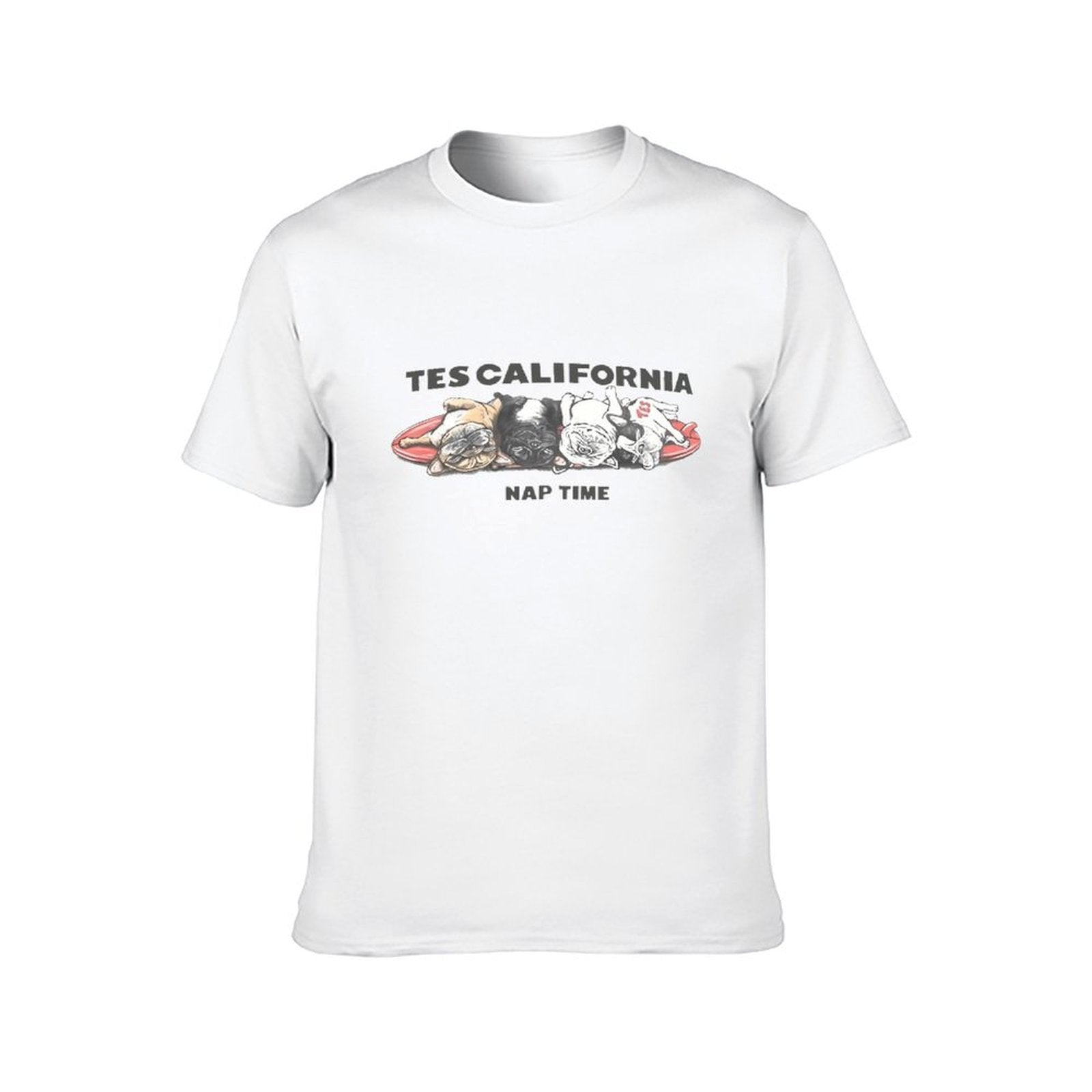 Inkmay Casual Cotton T-shirt Sleeping Dogs On Surfboard Design Art Unisex T-shirtStrong Sport T-Shirt