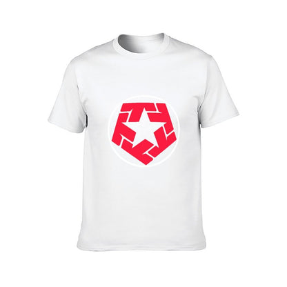 Inkmay Casual Cotton T-shirt Red Abstract Shape With Irregular Edges Unisex T-shirtLooseFit ActiveLine T-Shirt