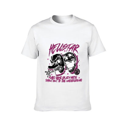 Inkmay Casual Cotton T-shirt Heustar Mask Art With Pink Stars Unisex T-shirtFade-Resistant Sharp T-Shirt