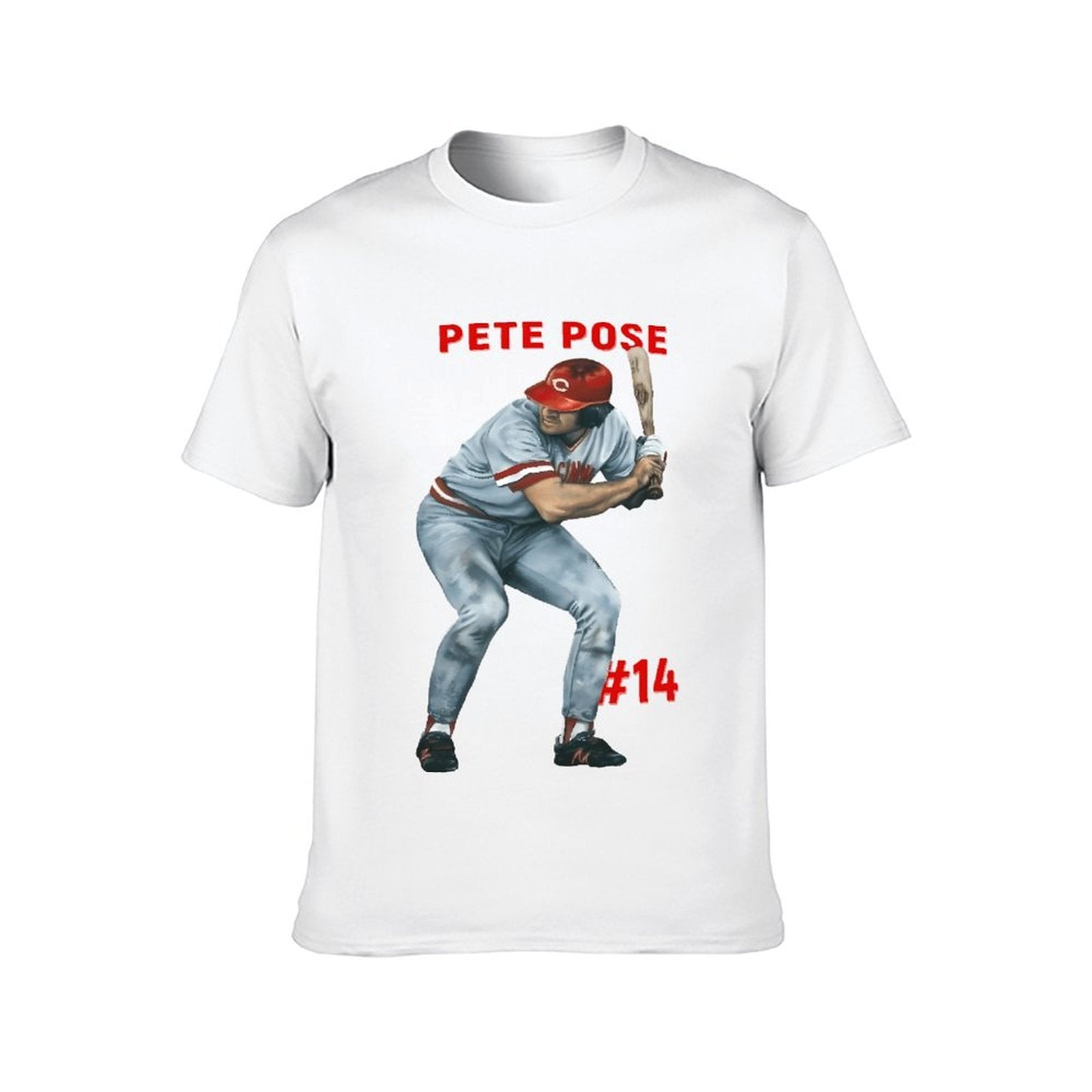 Inkmay Casual Cotton T-shirt Baseball Player In Gray Uniform Holding Unisex T-shirtIndoor Relaxed Fit T-Shirt