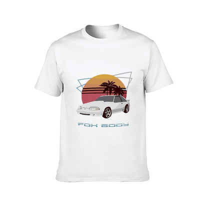 Inkmay Casual Cotton T-shirt Car Sunset Palm Trees Beach Scene Unisex T-shirtFresh Indoor T-Shirt