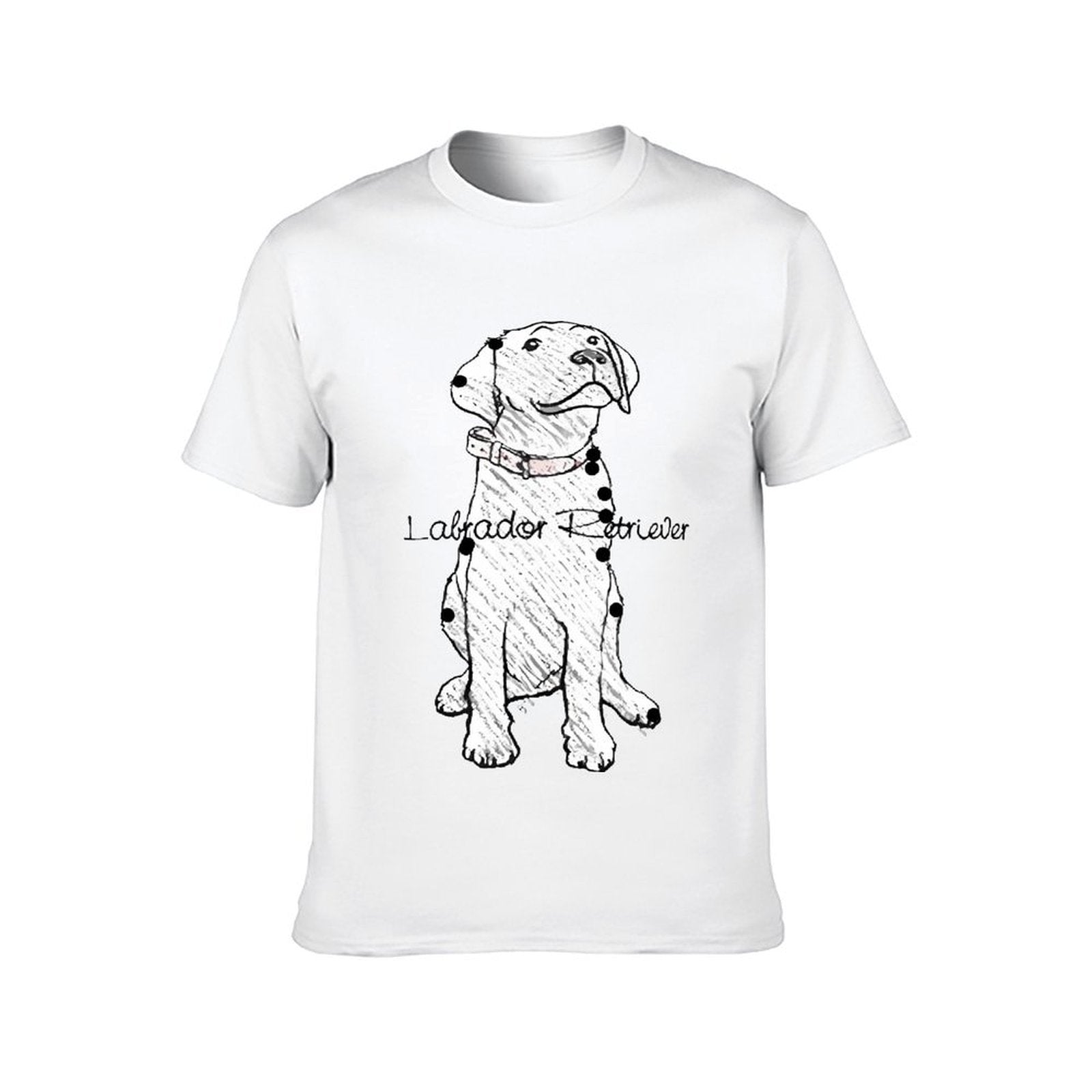 Inkmay Casual Cotton T-shirt Black And White Dog Pattern Print Unisex T-shirtEco-Conscious Smooth Feel T-Shirt