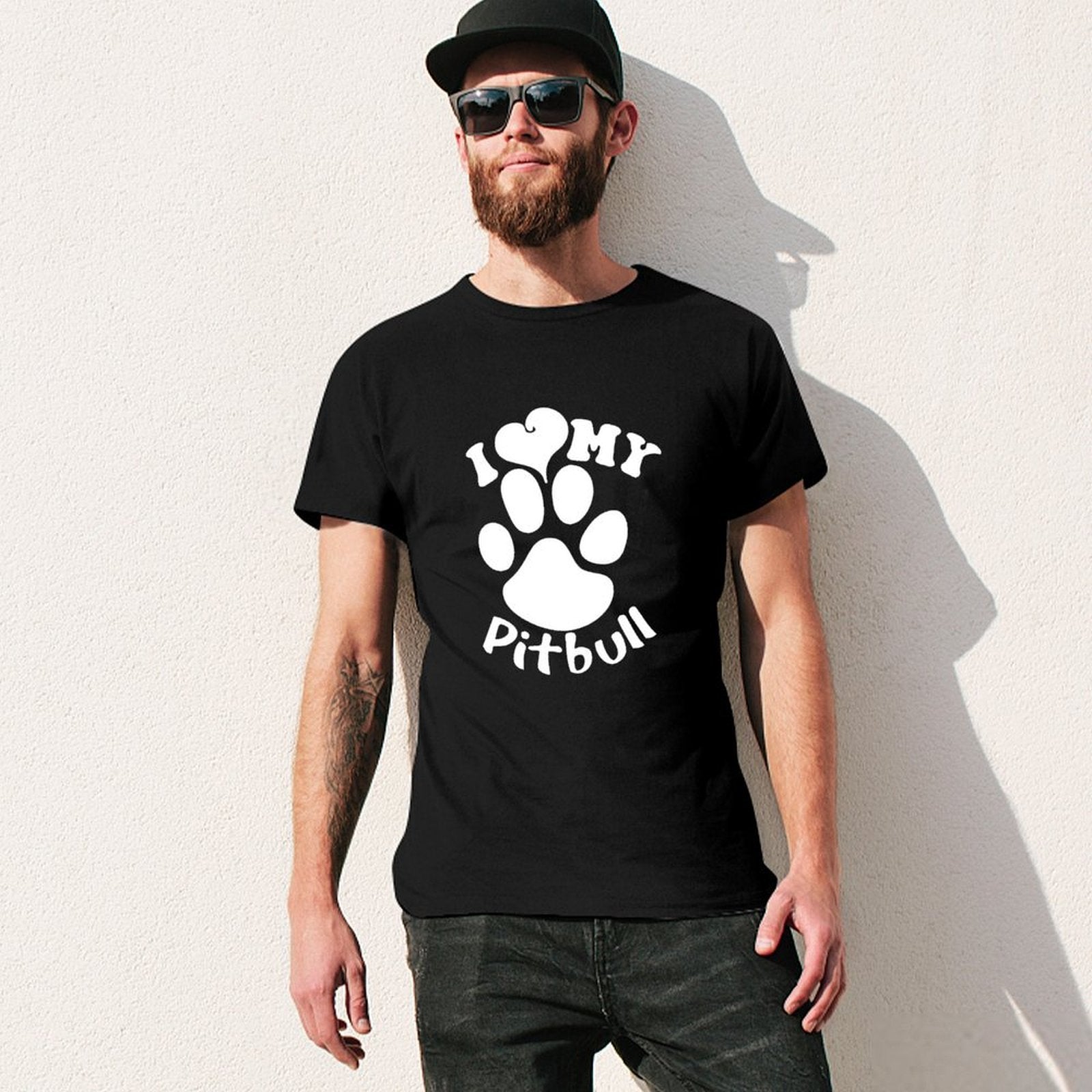 Inkmay Casual  Cotton T-shirt Paw Print With I Love My Unisex T-shirtAllDay AllSeason T-Shirt